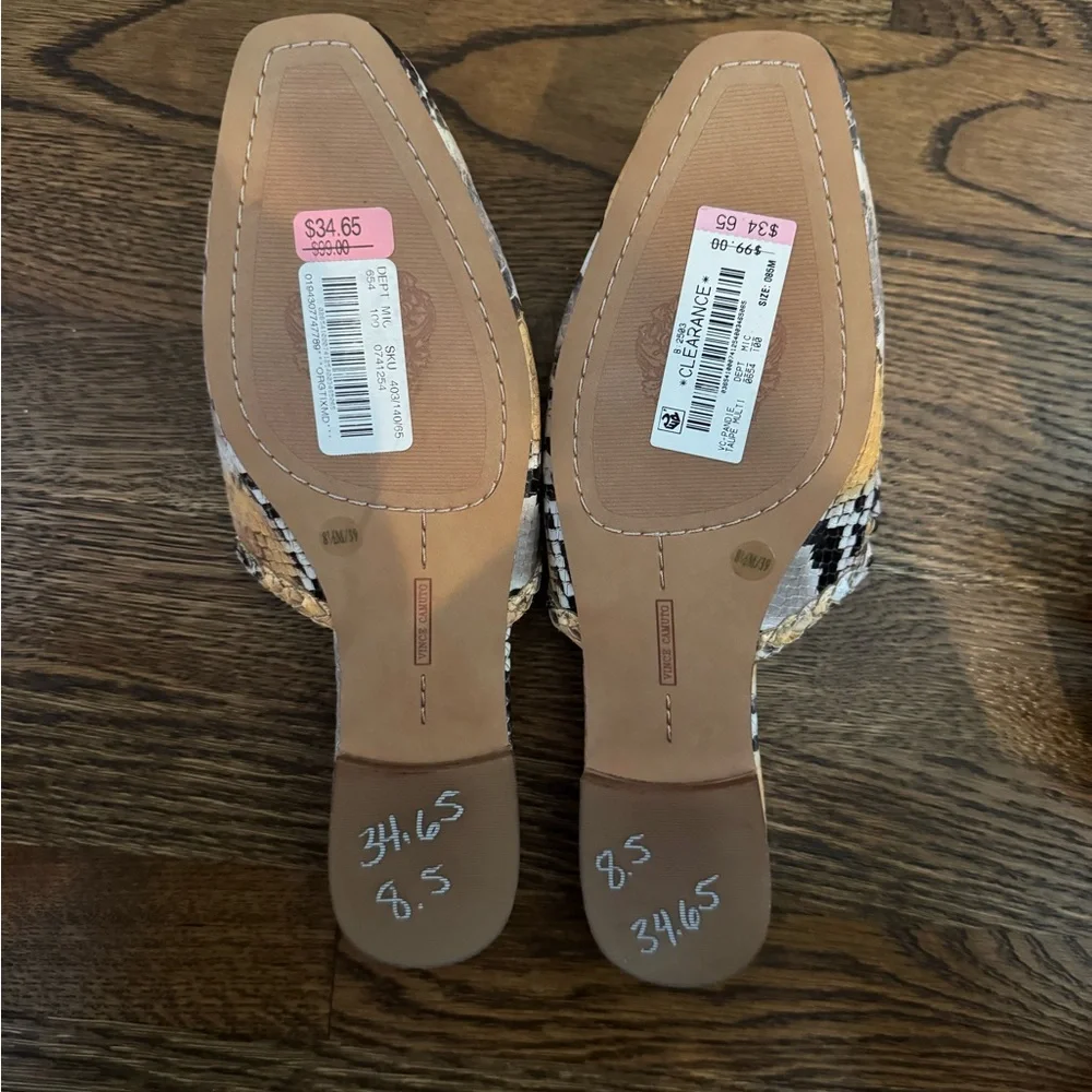 Vince Camuto Women's Woven Mules - Black, White, Gold - Picture 4 of 4